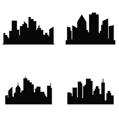 Obraz premium Black silhouette of an urban city skyline with modern and high-rise buildings