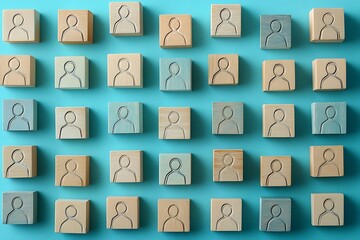 Organized Light Wood Person Icons Equal Opportunity Staff Representation Set