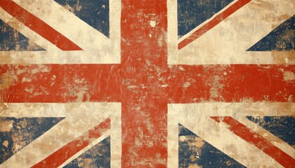 Vintage Grunge British Flag: An Antique Symbol Of Patriotism And English Culture For The United Kingdom Government On Textured Material.