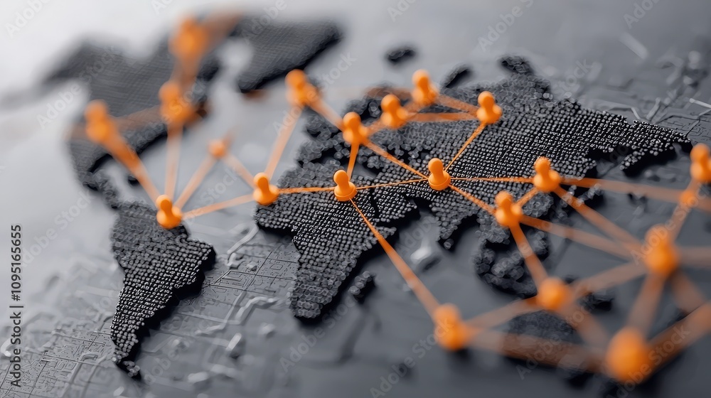 Aufkleber global network connection internet communication world map teamwork connectivity