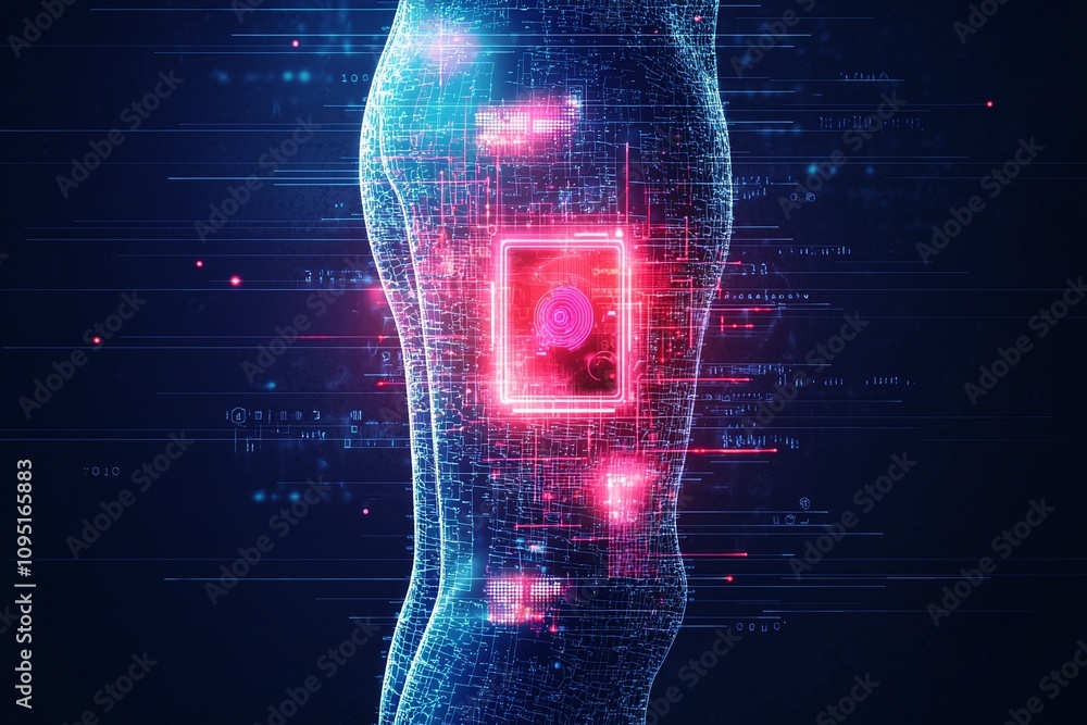Poster biometric sensor patch digital health technology for data monitoring and visualization connectivity.