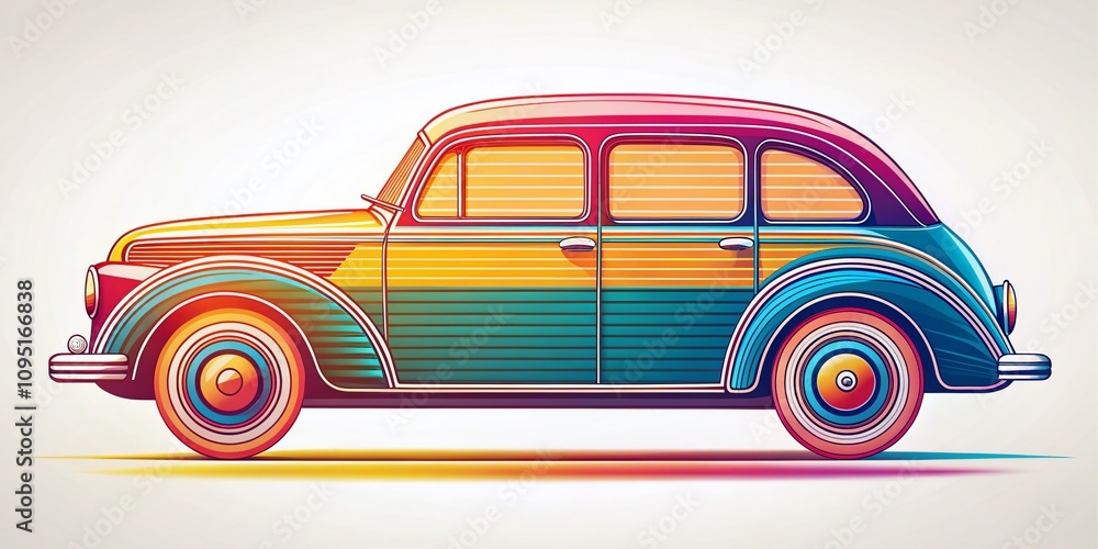 Poster vintage style photography of a thin linear recurring outline design on a white background for web an