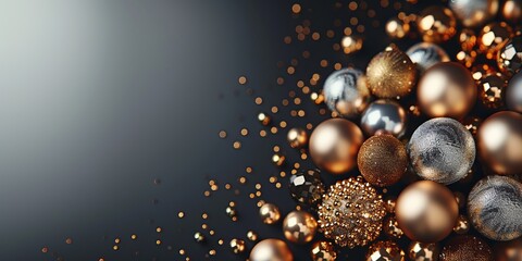 New Year decorations on black background. copy space