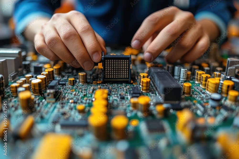 Aufkleber computer engineer with hardware components,