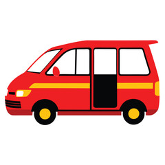 red bus isolated on white background