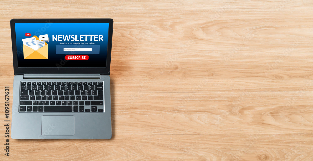 Poster newsletter signup page on computer for customer to subscribe snugly newsletter update information to