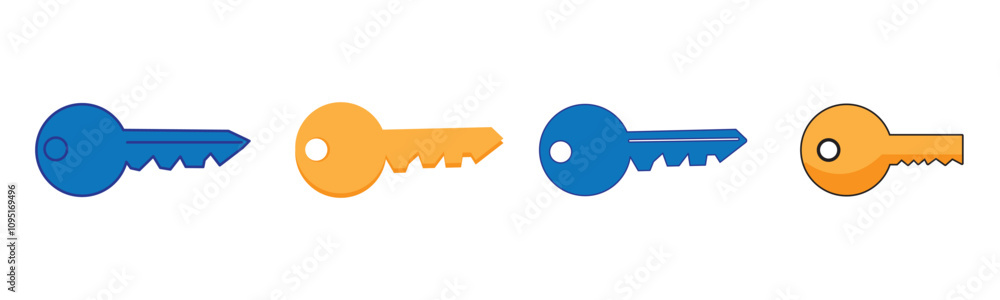 Poster key icon set. key lock icon , access account login password icons - house key icon security symbol. 