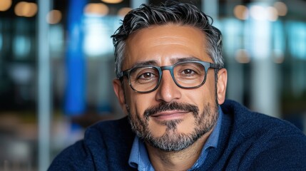 Fototapeta premium Confident Middle Aged Man Portrait Business Professional Office Background