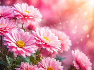 Delicate Pink Flowers in Soft Sunlight