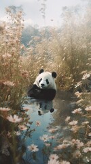 Adorable Panda in a Serene Wildlife Scene