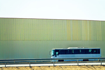 Protective wall on the highway protects from dust and noise (noise screen, sound-proof wall), high...