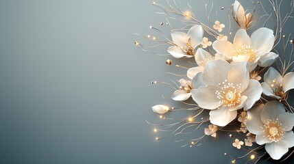 Glowing floral patterns on a black background, artistic glowtime, modern and elegant design