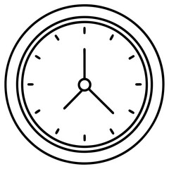 Blank clock face mock up with hour, minute and second hands, isolated.