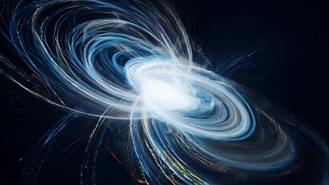 Explosive energy particles swirling on a dark background