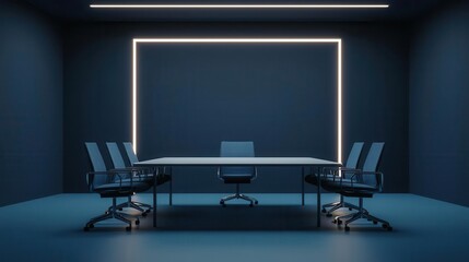 Blueprint of futuristic workspace, ARVR integration in meeting rooms, 3D illustration