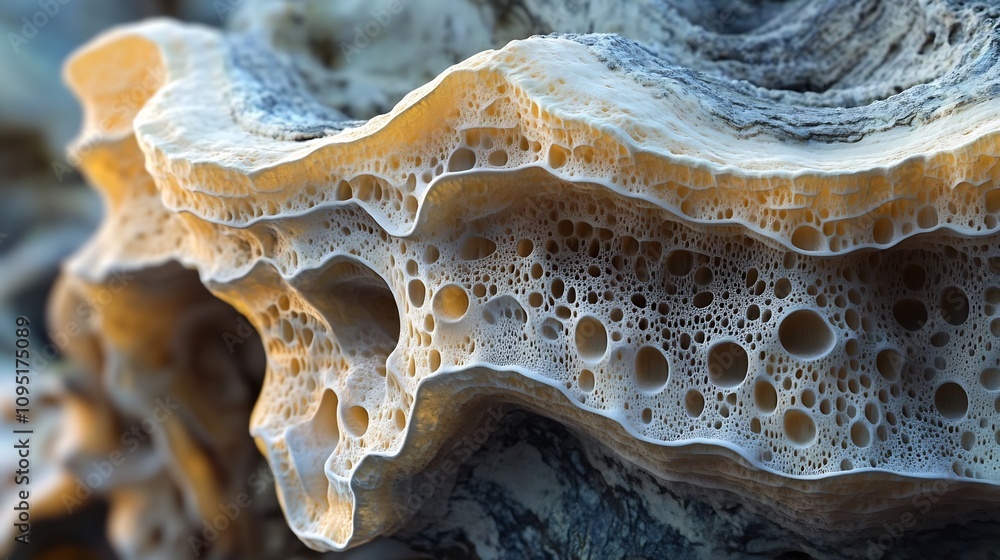 Poster detailed macro shot showcasing the intricate textures and organic structures found in nature vibrant