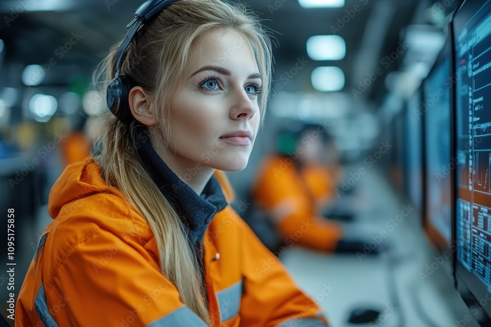 Poster public sector workers utilizing digital data systems for efficiency,