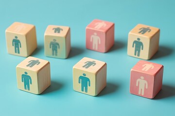 Pastel Wooden Blocks Business Team Individuality Strategy