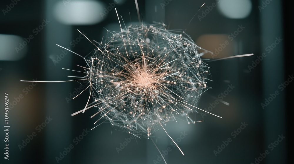 Poster abstract neural network connections digital brain ai technology spark