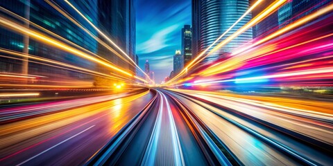 Urban Lightscape A Nighttime Symphony of Speed and Color in a Modern Metropolis