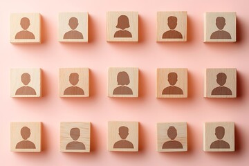 Pink Minimalist Workforce Wooden Blocks & Person Icons