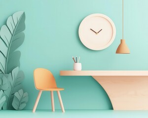 Hybrid office layout, balancing remote and inoffice collaboration zones, 3D illustration