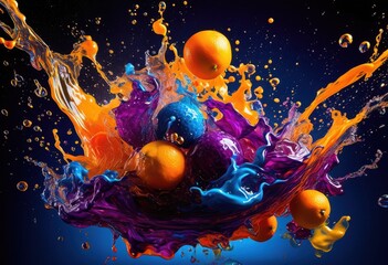 captivating floating beverage splash formations captured dynamic visuals showcasing reflections, aqua, liquid, fluid, drop, color, shape, movement