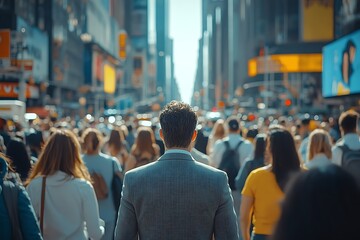 Fototapeta premium Professional Man Amidst Rush Hour City Crowd