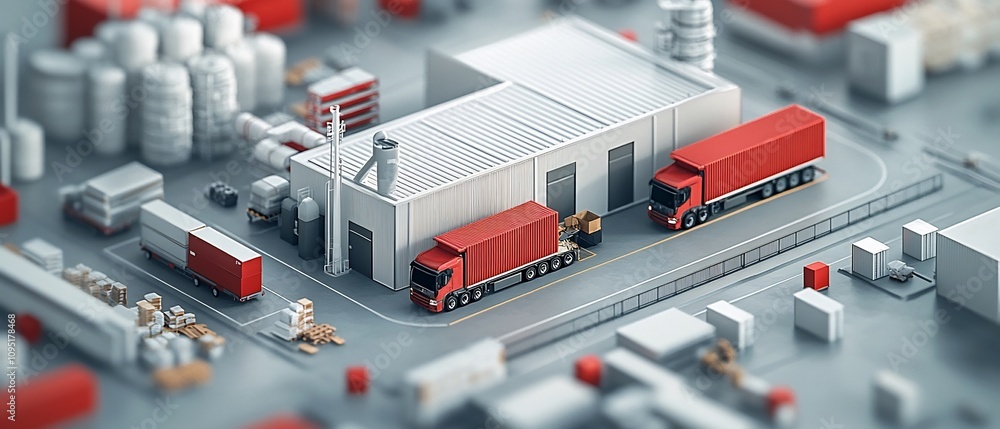Poster aerial view of a modern optimized logistics hub showcasing the efficient flow smooth transportation 