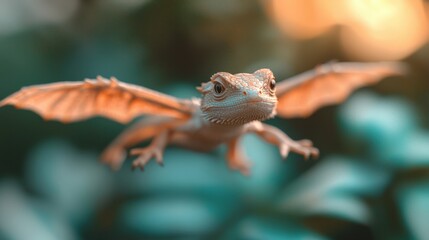 Magical Flying Dragon Lizard Fantasy Sunset Nature Wildlife