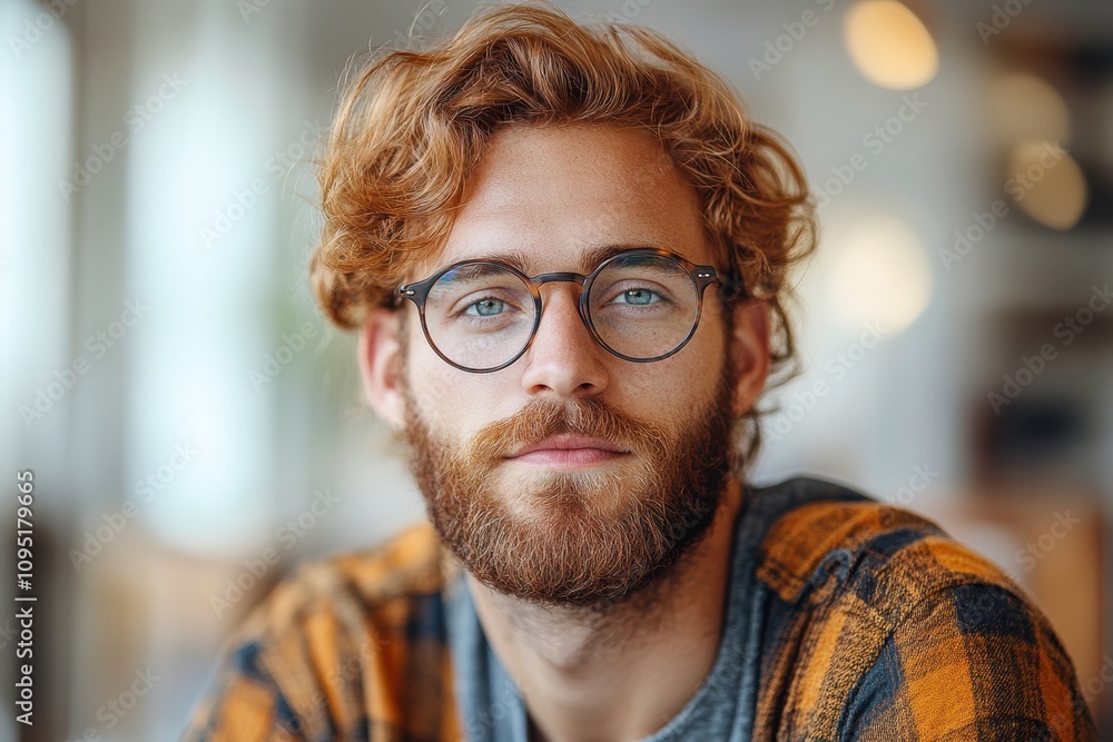 Poster tech engineer with laptop, working remotely,