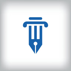 Vector abstract pen nib logo with column. Can be used as application icon and company corporate identity.