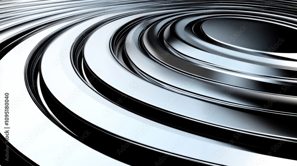 Poster spiral pattern formed by oval metallic elements leading to a central point
