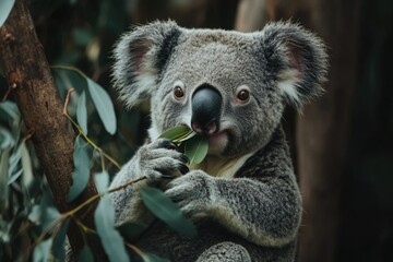 Obraz premium Majestic Koala Bear Eating Eucalyptus Leaves