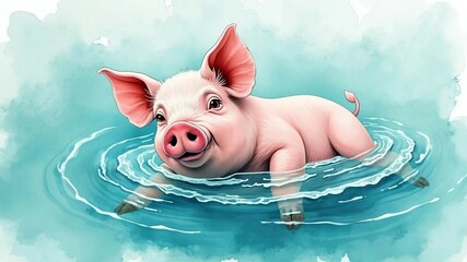 Piggy Splash, A Happy Pig Takes a Dip