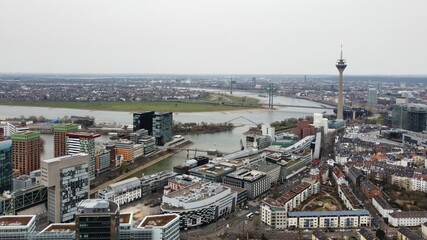 The panorama view of Dusseldorf, Germany