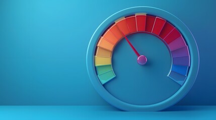 Colorful Speedometer on a Blue Background.