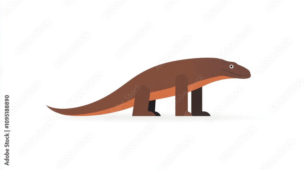 Poster colorful cartoon representation of a dinosaur-like creature in a minimalist style with a simple back