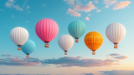 Obraz premium Colorful Hot Air Balloons Soaring in Sky Adventure Travel