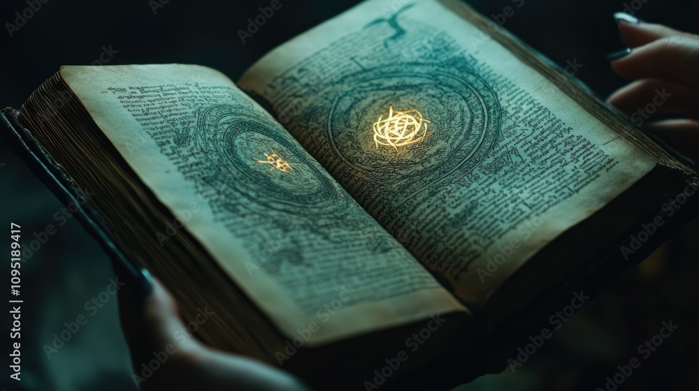 Aufkleber A Glowing Symbol in an Open Ancient Book