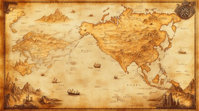 An Ancient World Map Depicting Lands and Voyages