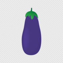Cartoon single eggplant. Vector illustration.