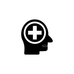 Obraz premium Psychology Mental Health Icons, Human Head with Mind flat icon vector