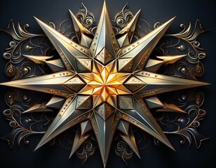 christmas silver star gold eight pointed illustration