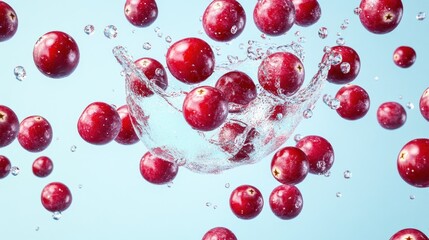 Cranberries Splashing in Water: A Vibrant, Refreshing Image
