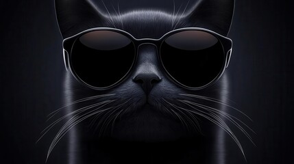 Cat wearing sunglasses with central blank area for text, cool meme template, fun and quirky