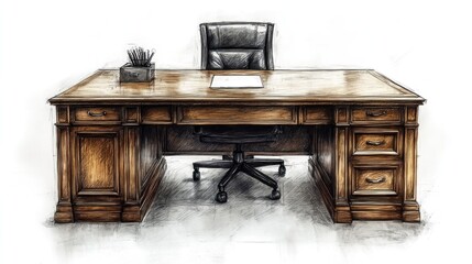 Hand Drawn Wooden Desk