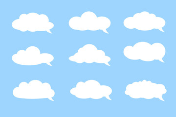 Hand drawn speech bubbles set. Cloud text boxes for chats.