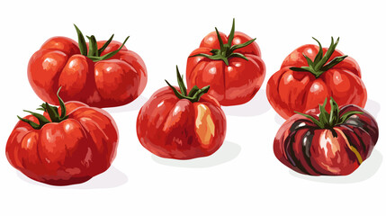 Vector clipart illustration set of rustic heirloom tomatoes isolated flat tomato on a white background