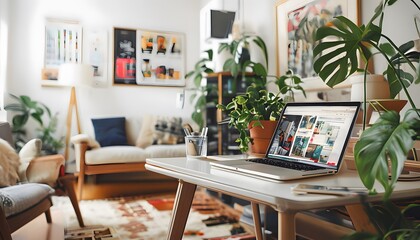 Stylish Home Workspace in Living Room Corner